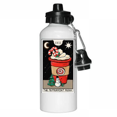 Christmas Tarot Card The Peppermint Mocha Coffee Lover Cafe Aluminum Water Bottle