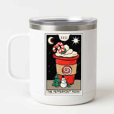 Christmas Tarot Card The Peppermint Mocha Coffee Lover Cafe 12 oz Stainless Steel Tumbler Cup