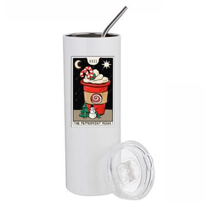 Christmas Tarot Card The Peppermint Mocha Coffee Lover Cafe Stainless Steel Tumbler