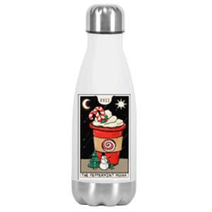 Christmas Tarot Card The Peppermint Mocha Coffee Lover Cafe Stainless Steel Insulated Water Bottle