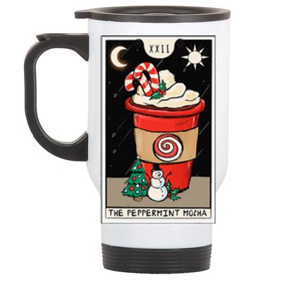 Christmas Tarot Card The Peppermint Mocha Coffee Lover Cafe Stainless Steel Travel Mug