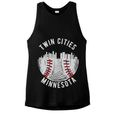 Cool Twin Cities Minnesota MN Baseball Skyline St. Paul MPLS Ladies PosiCharge Tri-Blend Wicking Tank