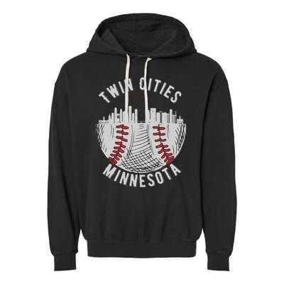 Cool Twin Cities Minnesota MN Baseball Skyline St. Paul MPLS Garment-Dyed Fleece Hoodie