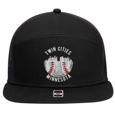 Cool Twin Cities Minnesota MN Baseball Skyline St. Paul MPLS 7 Panel Mesh Trucker Snapback Hat