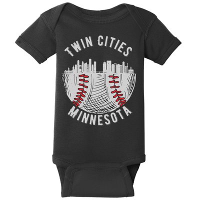 Cool Twin Cities Minnesota MN Baseball Skyline St. Paul MPLS Baby Bodysuit