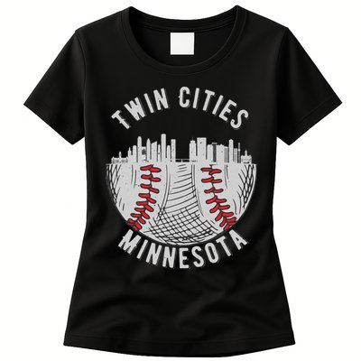 Cool Twin Cities Minnesota MN Baseball Skyline St. Paul MPLS Womens T-Shirt