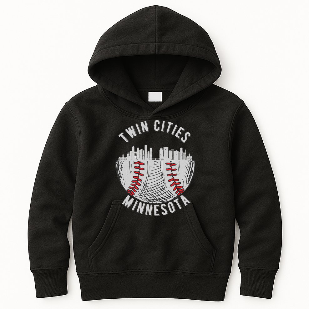 Cool Twin Cities Minnesota MN Baseball Skyline St. Paul MPLS Kids Hoodie