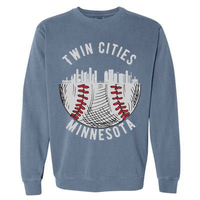Cool Twin Cities Minnesota MN Baseball Skyline St. Paul MPLS Garment-Dyed Sweatshirt