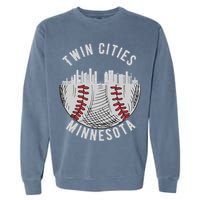 Cool Twin Cities Minnesota MN Baseball Skyline St. Paul MPLS Garment-Dyed Sweatshirt