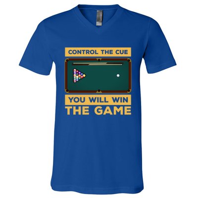 Control The Cue You Will Win The Game Snooker Billiards Gift V-Neck T-Shirt