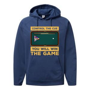 Control The Cue You Will Win The Game Snooker Billiards Gift Performance Fleece Hoodie