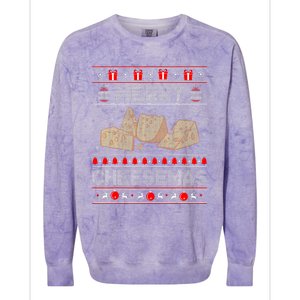 Cheese Tasting Christmas Merry Cheesemas Ugly Sweater Colorblast Crewneck Sweatshirt