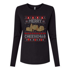 Cheese Tasting Christmas Merry Cheesemas Ugly Sweater Womens Cotton Relaxed Long Sleeve T-Shirt