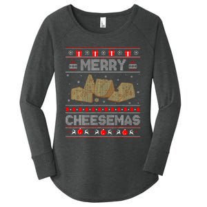 Cheese Tasting Christmas Merry Cheesemas Ugly Sweater Women's Perfect Tri Tunic Long Sleeve Shirt