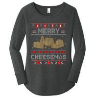 Cheese Tasting Christmas Merry Cheesemas Ugly Sweater Women's Perfect Tri Tunic Long Sleeve Shirt