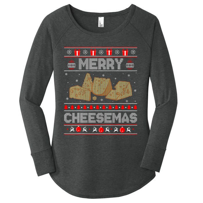 Cheese Tasting Christmas Merry Cheesemas Ugly Sweater Women's Perfect Tri Tunic Long Sleeve Shirt