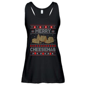 Cheese Tasting Christmas Merry Cheesemas Ugly Sweater Ladies Essential Flowy Tank