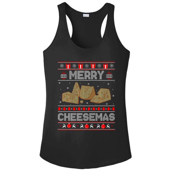 Cheese Tasting Christmas Merry Cheesemas Ugly Sweater Ladies PosiCharge Competitor Racerback Tank