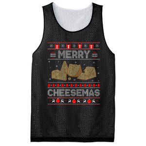 Cheese Tasting Christmas Merry Cheesemas Ugly Sweater Mesh Reversible Basketball Jersey Tank