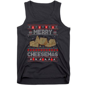 Cheese Tasting Christmas Merry Cheesemas Ugly Sweater Tank Top