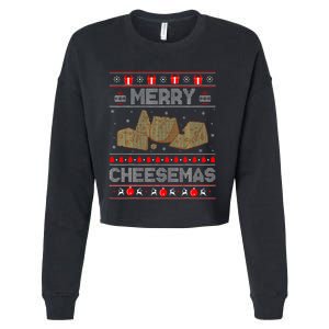 Cheese Tasting Christmas Merry Cheesemas Ugly Sweater Cropped Pullover Crew