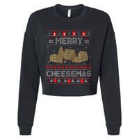 Cheese Tasting Christmas Merry Cheesemas Ugly Sweater Cropped Pullover Crew