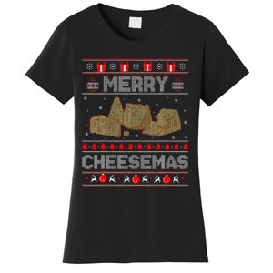 Cheese Tasting Christmas Merry Cheesemas Ugly Sweater Women's T-Shirt