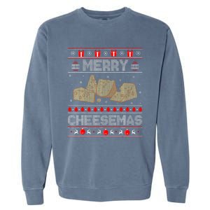 Cheese Tasting Christmas Merry Cheesemas Ugly Sweater Garment-Dyed Sweatshirt