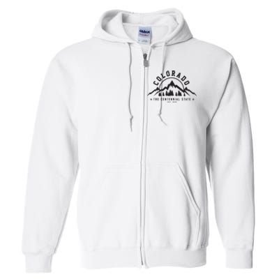 Colorado The Centennial State Est 1867 Mountains Gift Full Zip Hoodie