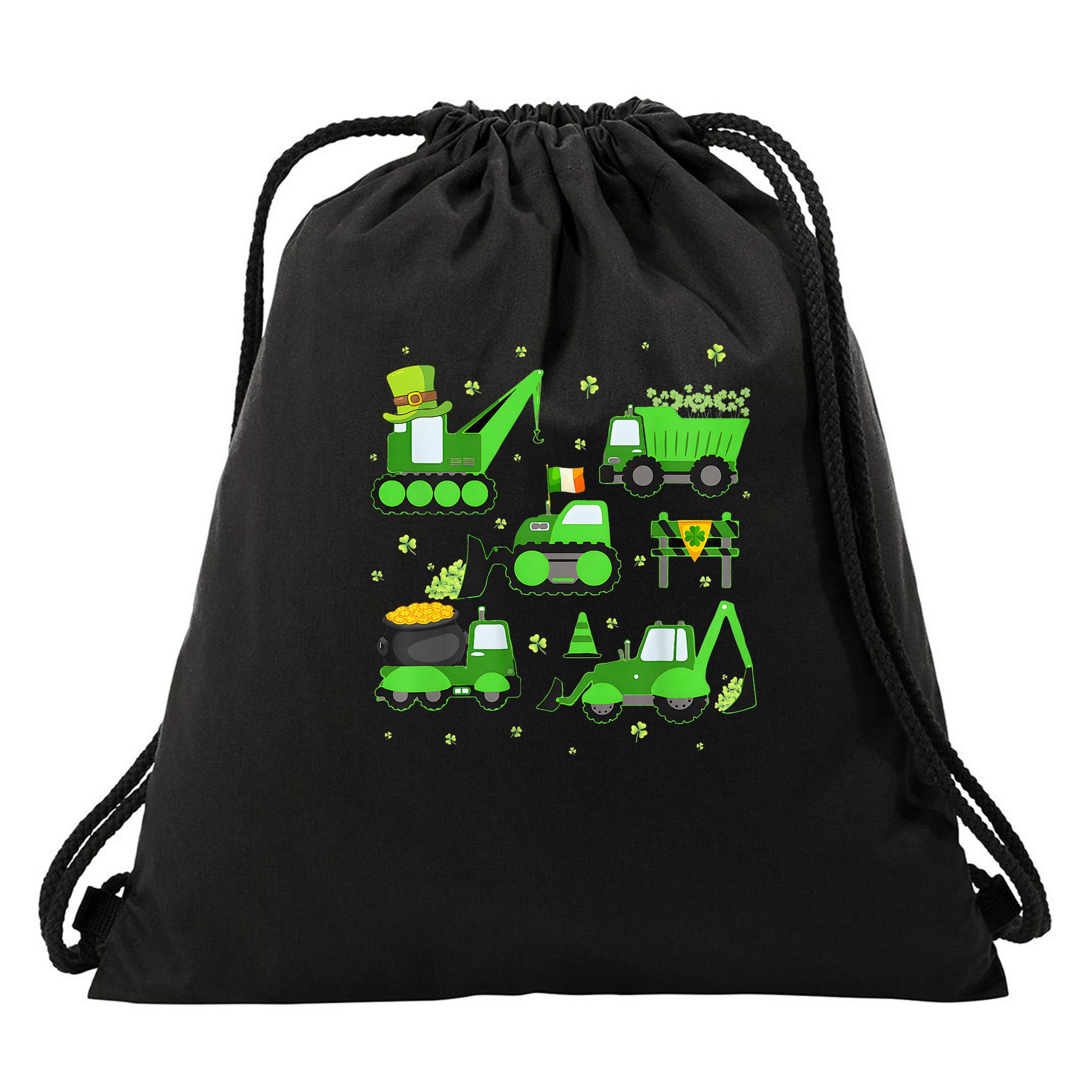 Crane Truck Construction Funny St Patricks Day Drawstring Bag