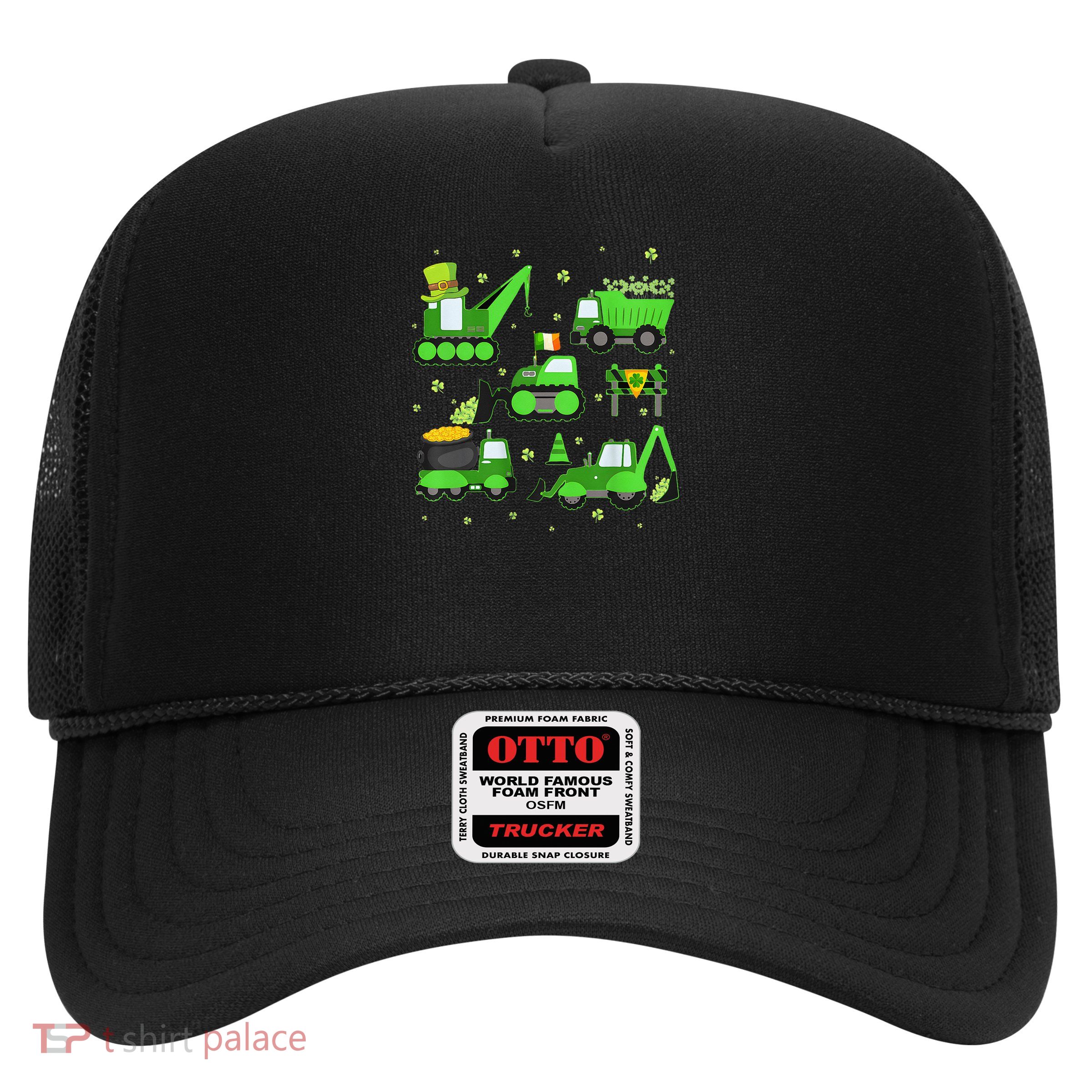 Crane Truck Construction Funny St Patricks Day Trucker Hat
