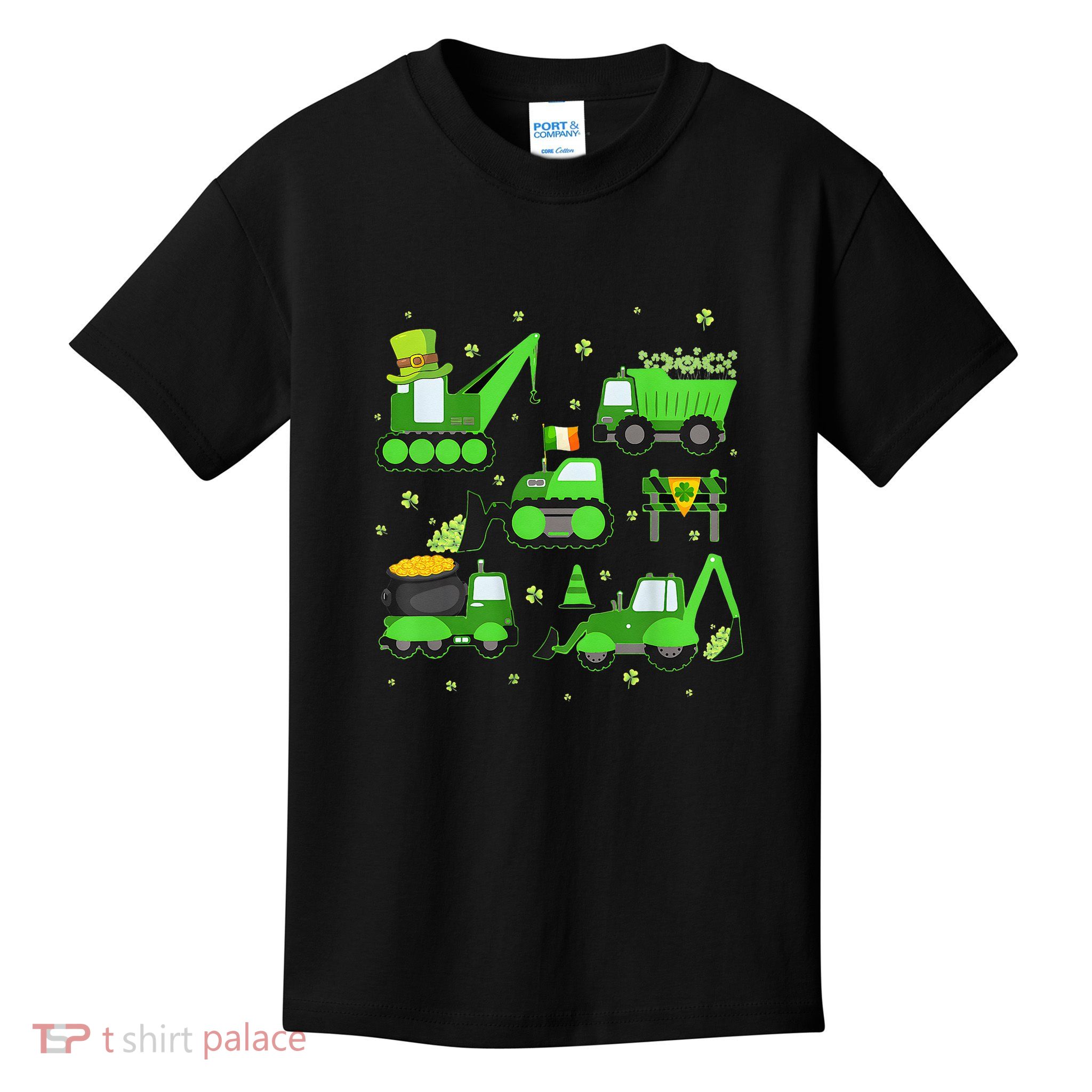 Crane Truck Construction Funny St Patricks Day Kids T-Shirt
