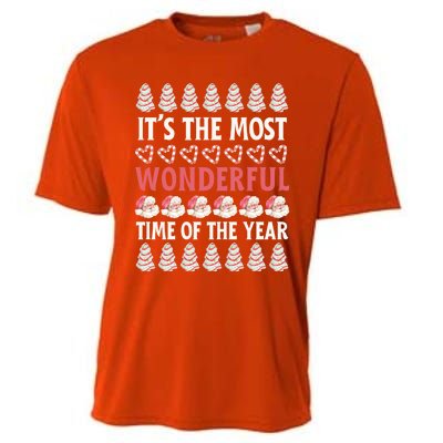 Christmas Tree Cake It’S The Most Wonderful Time Of The Year Great Gift Cooling Performance Crew T-Shirt