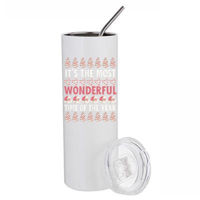 Christmas Tree Cake It’S The Most Wonderful Time Of The Year Great Gift Stainless Steel Tumbler