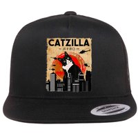Catzilla Tuxedo Cat And Kitten Flat Bill Trucker Hat