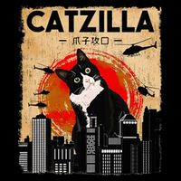 Catzilla Tuxedo Cat And Kitten Flat Bill Trucker Hat
