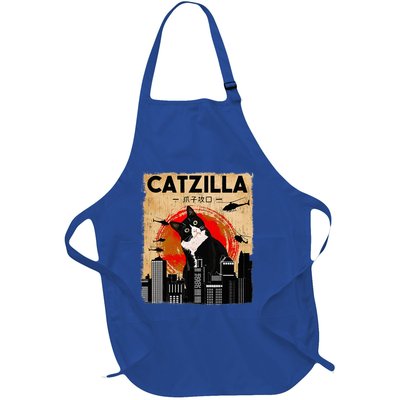 Catzilla Tuxedo Cat And Kitten Full-Length Apron With Pockets