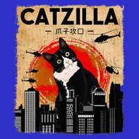 Catzilla Tuxedo Cat And Kitten T-Shirt