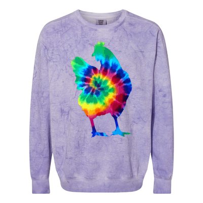 Chicken Tie Dye Vintage Hippie Chicken Mom Chicken Farmer Colorblast Crewneck Sweatshirt