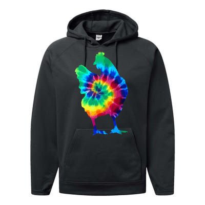 Chicken Tie Dye Vintage Hippie Chicken Mom Chicken Farmer Performance Fleece Hoodie