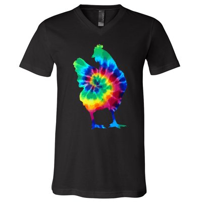 Chicken Tie Dye Vintage Hippie Chicken Mom Chicken Farmer V-Neck T-Shirt