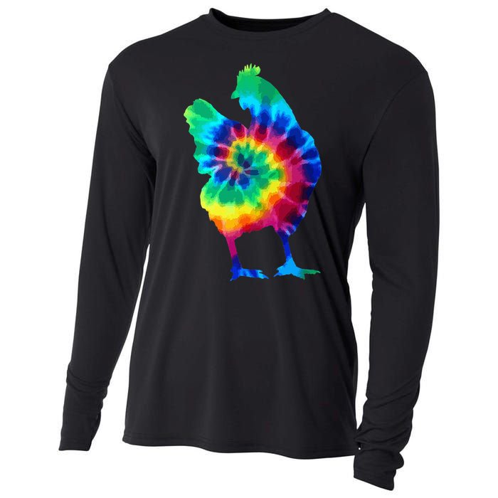 Chicken Tie Dye Vintage Hippie Chicken Mom Chicken Farmer Cooling Performance Long Sleeve Crew