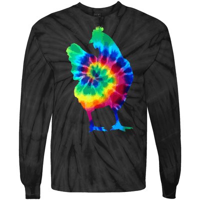 Chicken Tie Dye Vintage Hippie Chicken Mom Chicken Farmer Tie-Dye Long Sleeve Shirt