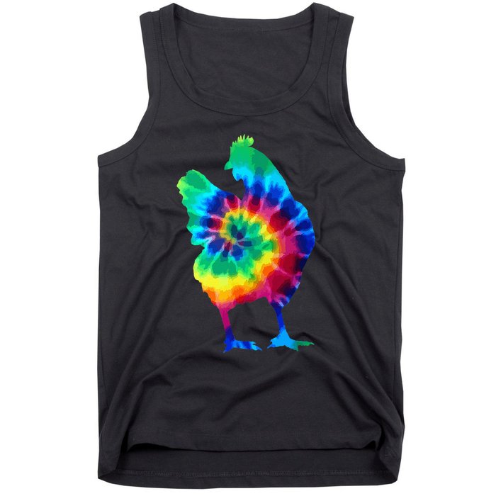 Chicken Tie Dye Vintage Hippie Chicken Mom Chicken Farmer Tank Top