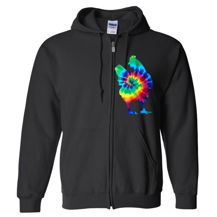 Chicken Tie Dye Vintage Hippie Chicken Mom Chicken Farmer Full Zip Hoodie