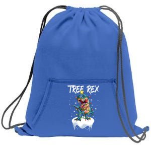 Christmas Tree Dinosaur Fairy Lights Snow Tree Rex Gift Sweatshirt Cinch Pack Bag