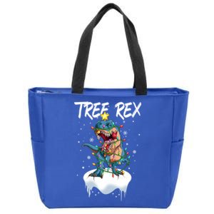 Christmas Tree Dinosaur Fairy Lights Snow Tree Rex Gift Zip Tote Bag