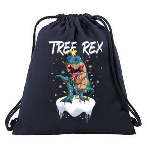 Christmas Tree Dinosaur Fairy Lights Snow Tree Rex Gift Drawstring Bag