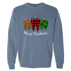 Christmas Tooth Dentist Dental Assistant Teeth Leopard Plaid Garment-Dyed Sweatshirt