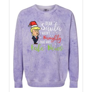 Christmas Trump Dear Santa Fake News Funny Xmas Colorblast Crewneck Sweatshirt